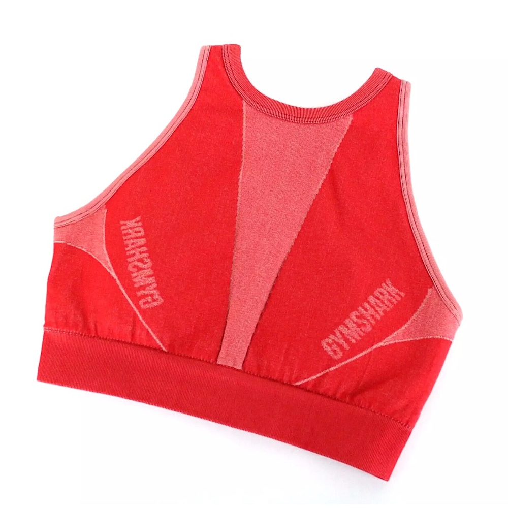 Gymshark Turbo Seamless Sports Bra Brick Red and White Size Small Athleisure